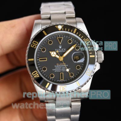 Swiss Copy Rolex Submariner Blaken Black Dial Two-Tone Stainless Steel 2836 Watch 